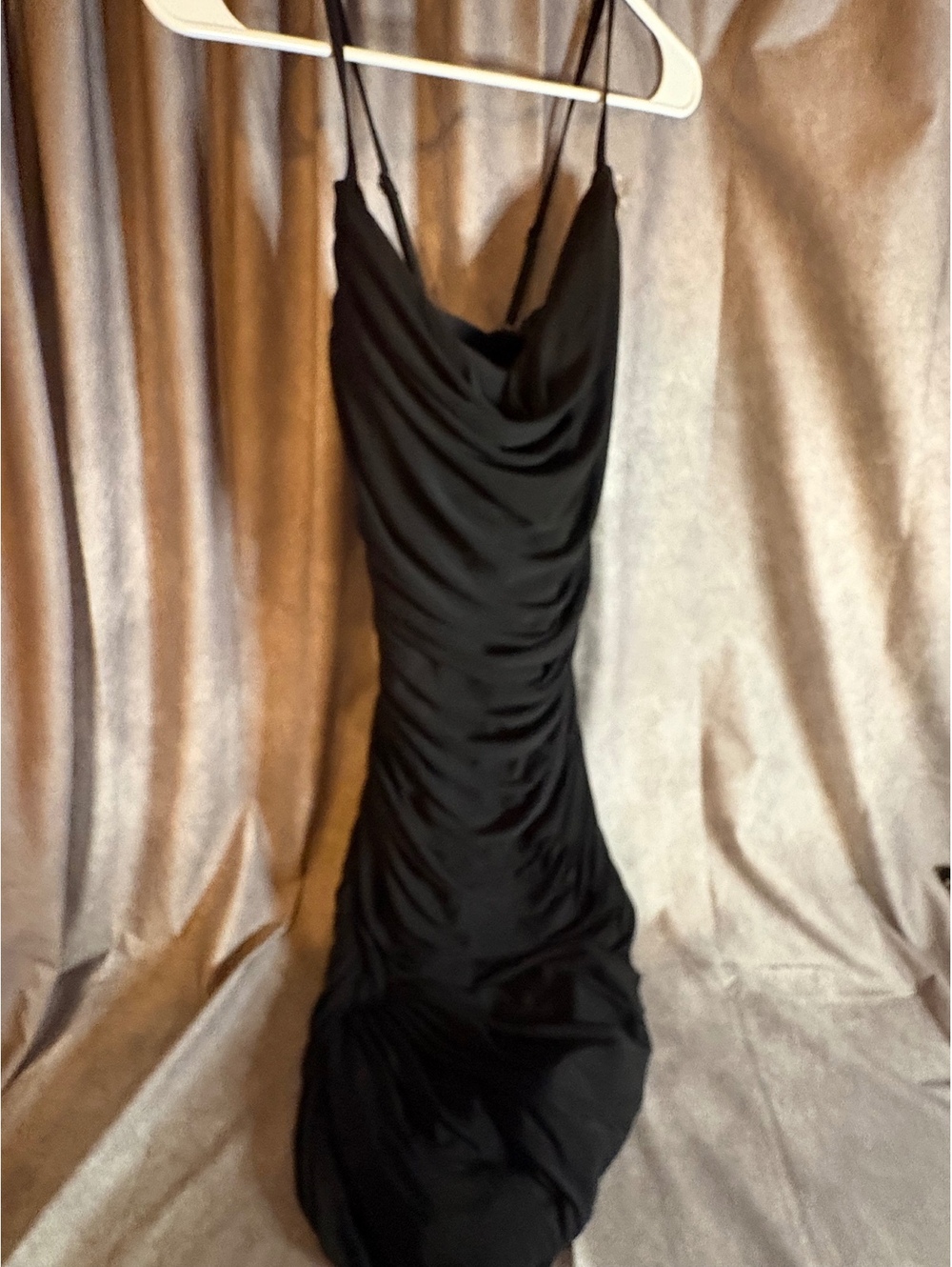 Espiral Black Ruched Cowl Neck Bodycon Dress 3XL NWT Strappy
